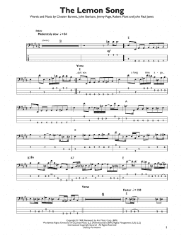 page one of The Lemon Song (Easy Bass Tab)