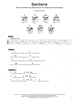 page one of Santeria (Really Easy Guitar)