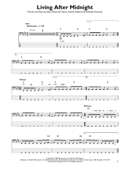 page one of Living After Midnight (Easy Bass Tab)