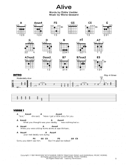 page one of Alive (Really Easy Guitar)