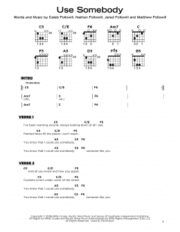 page one of Use Somebody (Really Easy Guitar)