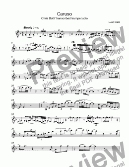 page one of Dalla - Caruso - Chris Botti transcribed trumpet Bb solo