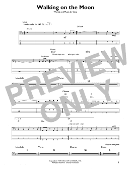 page one of Walking On The Moon (Easy Bass Tab)