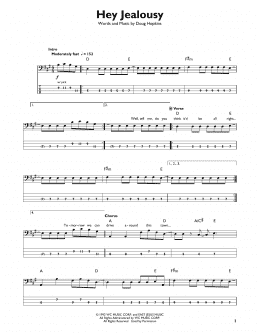 page one of Hey Jealousy (Easy Bass Tab)