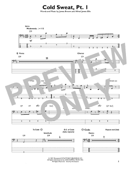 page one of Cold Sweat, Pt. 1 (Easy Bass Tab)