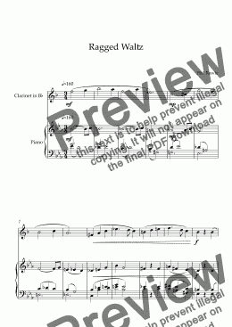 page one of Ragged Waltz - Clarinet Solo