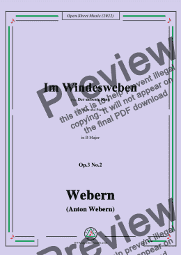 page one of Webern-Im Windesweben,Op.3 No.2,in B Major