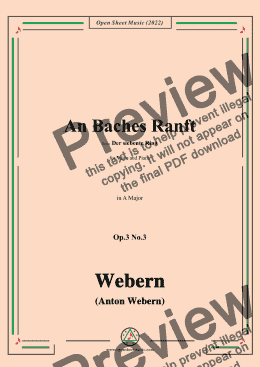 page one of Webern-An Baches Ranft,Op.3 No.3,in A Major