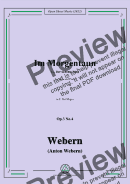 page one of Webern-Im Morgentaun,Op.3 No.4,in E flat Major