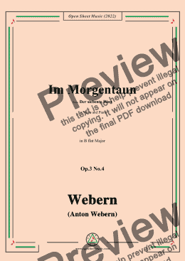 page one of Webern-Im Morgentaun,Op.3 No.4,in B flat Major