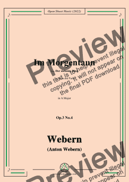 page one of Webern-Im Morgentaun,Op.3 No.4,in A Major