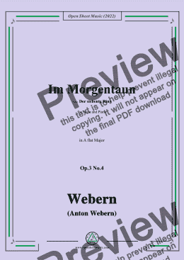 page one of Webern-Im Morgentaun,Op.3 No.4,in A flat Major