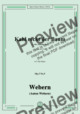 page one of Webern-Kahl reckt der Baum,Op.3 No.5,in E flat Major