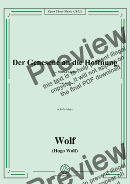 page one of Wolf-Der Genesene an die Hoffnung,in B flat Major