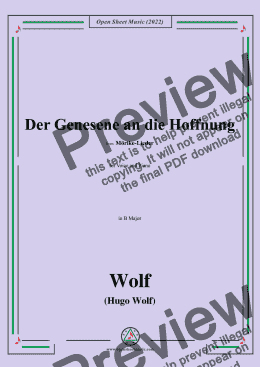 page one of Wolf-Der Genesene an die Hoffnung,in B Major