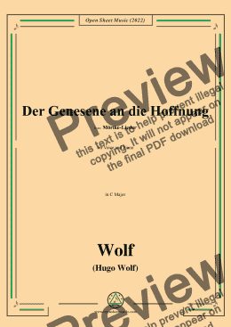 page one of Wolf-Der Genesene an die Hoffnung,in C Major