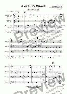 page one of Amazing Grace - Brass Quartet 1