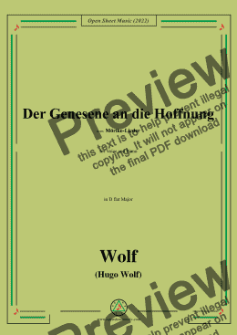 page one of Wolf-Der Genesene an die Hoffnung,in D flat Major