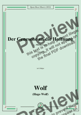 page one of Wolf-Der Genesene an die Hoffnung,in G Major