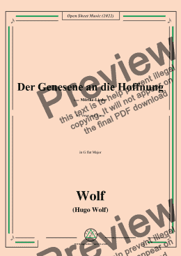 page one of Wolf-Der Genesene an die Hoffnung,in G flat Major