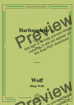 page one of H. Wolf-Harfenspieler II,in d minor,IHW10 No.2