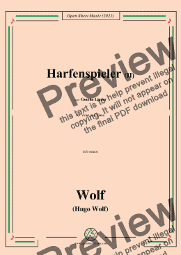 page one of H. Wolf-Harfenspieler II,in b minor,IHW10 No.2