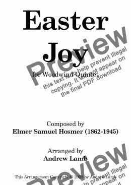 page one of Easter Joy (by Elmer Hosmer, arr. for Wind Quintet)