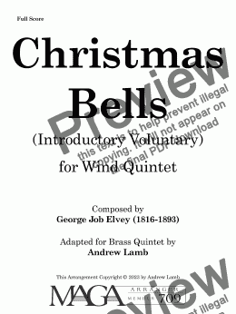 page one of Christmas Bells (by George Job Elvey, arr. Wind Quintet)