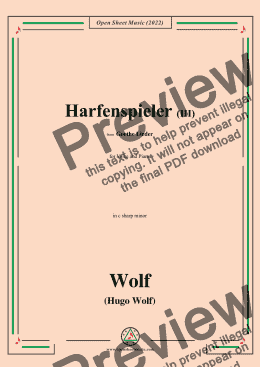 page one of H. Wolf-Harfenspieler III,in c sharp minor,IHW10 No.3