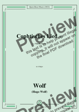 page one of H. Wolf-Cophtisches Lied I,in A Major,IHW10 No.14