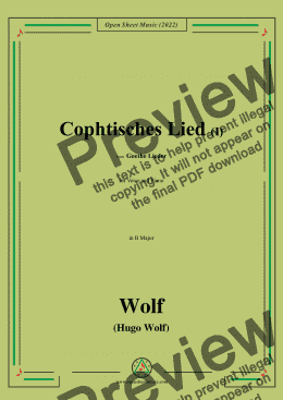 page one of H. Wolf-Cophtisches Lied I,in B Major,IHW10 No.14