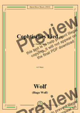 page one of H. Wolf-Cophtisches Lied I,in C Major,IHW10 No.14