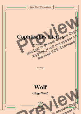 page one of H. Wolf-Cophtisches Lied I,in G Major,IHW10 No.14