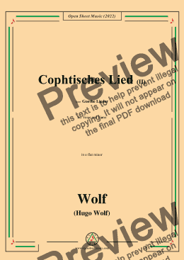 page one of H. Wolf-Cophtisches Lied II,in e flat minor,IHW10 No.15