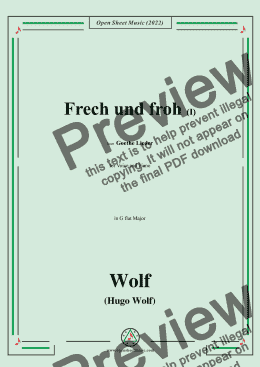 page one of H. Wolf-Frech und froh I,in G flat Major,IHW10 No.16