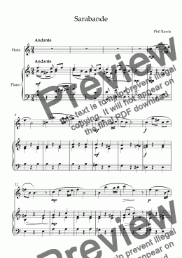 page one of Sarabande - Flute Solo