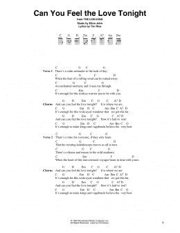 page one of Can You Feel The Love Tonight (from The Lion King) (Easy Ukulele Tab)