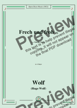 page one of H. Wolf-Frech und froh I,in A Major,IHW10 No.16