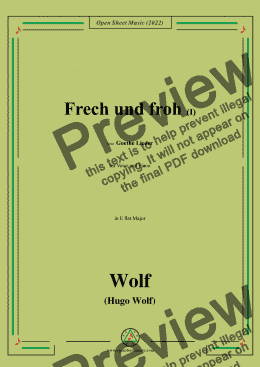 page one of H. Wolf-Frech und froh I,in E flat Major,IHW10 No.16