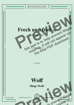 page one of H. Wolf-Frech und froh II,in e minor,IHW10 No.17