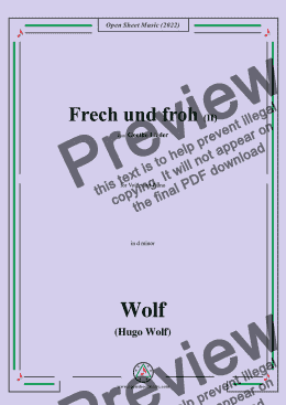 page one of H. Wolf-Frech und froh II,in d minor,IHW10 No.17