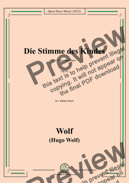 page one of H. Wolf-Die Stimme des Kindes,in c sharp minor,Op.10(IHW 39)