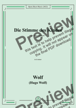 page one of H. Wolf-Die Stimme des Kindes,in d minor,Op.10(IHW 39)