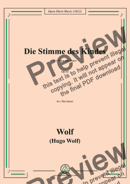 page one of H. Wolf-Die Stimme des Kindes,in e flat minor,Op.10(IHW 39)