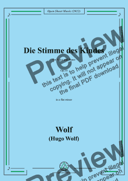 page one of H. Wolf-Die Stimme des Kindes,in a flat minor,Op.10(IHW 39)