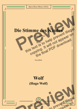 page one of H. Wolf-Die Stimme des Kindes,in g minor,Op.10(IHW 39)