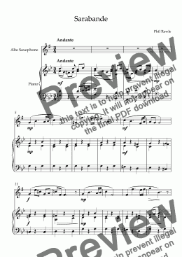 page one of Sarabande - Alto Sax Solo