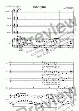 page one of Snow-Flakes (Henry Wadsworth Longfellow) for S.A.T.B. Choir and Piano