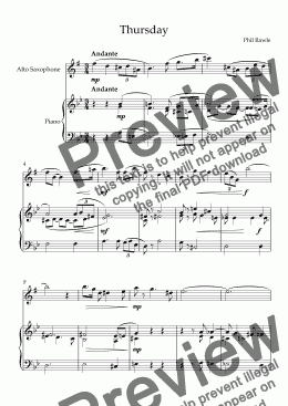 page one of Thursday - Alto Sax Solo