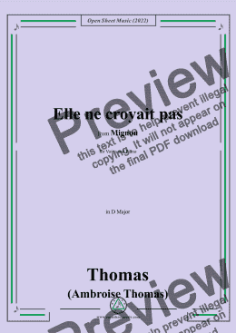 page one of A. Thomas-Elle ne croyait pas,in D Major,from Mignon,for Voice and Piano